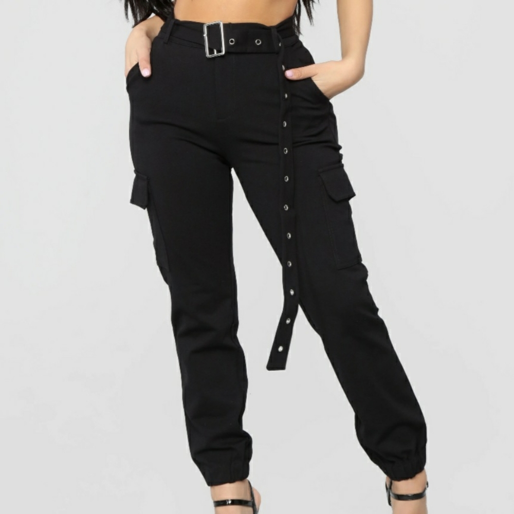 Black Ponte High Waist Cargo Joggers sz M juniors